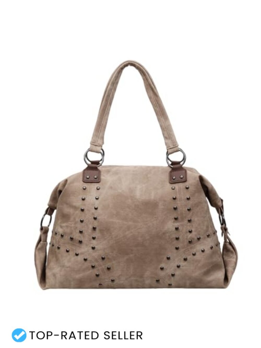 Studded Tote Handbag Top-Handle Hobo Y2K Shoulder Bag Punk Purse Faux Leather